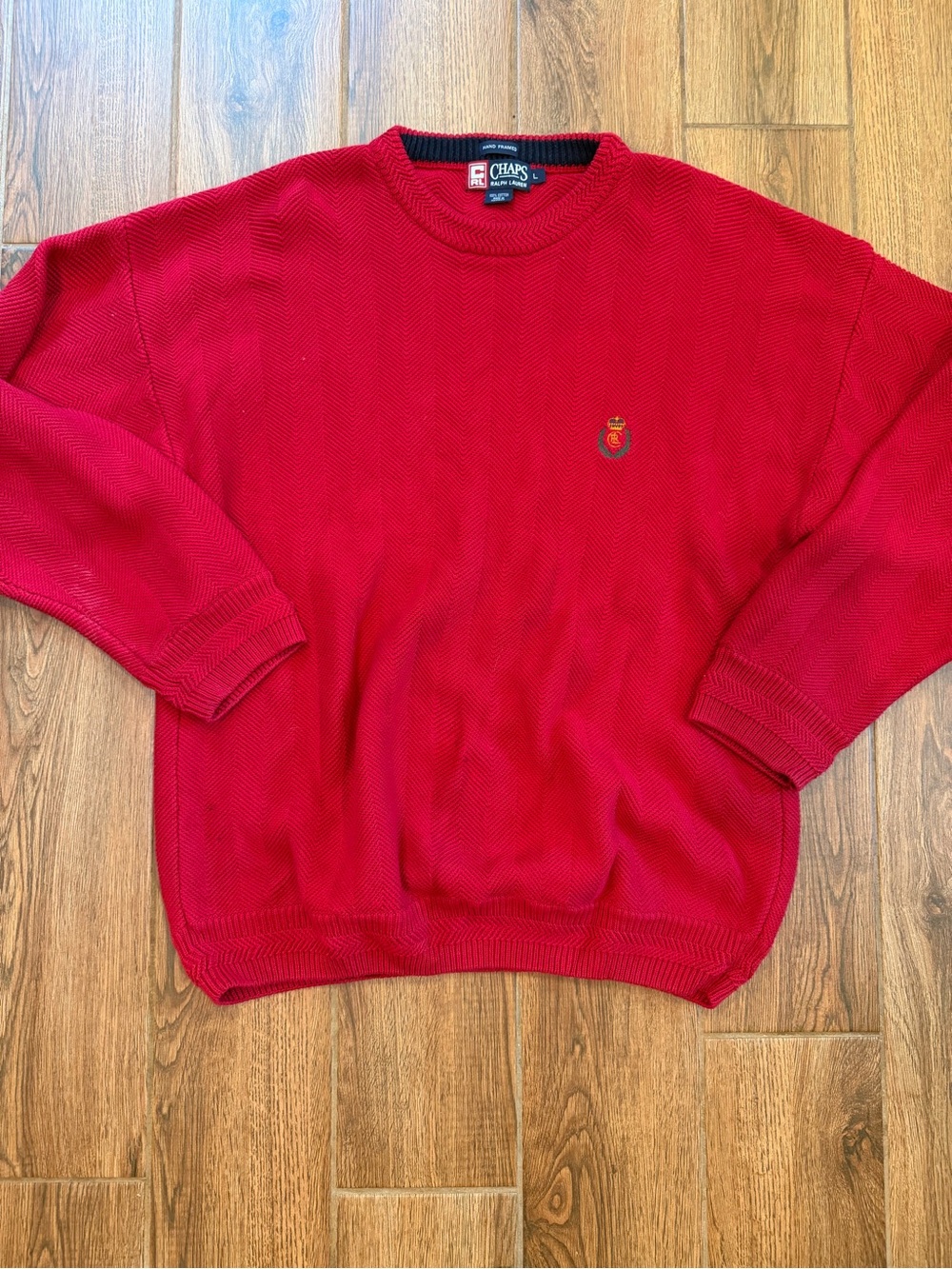 Vintage Ralph Lauren Chaps Men’s Red Crest Crewneck Sweater / large